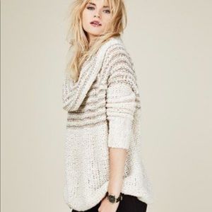 FREE PEOPLE Engineer Stripe Cowl Neck Sweater